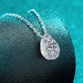 S925 Sterling Silver Moissanite Necklace with Teardrop Pear Pendant, Elegant and Versatile-0-1