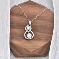 S925 Sterling Silver Moissanite Gourd Pendant Necklace with Freshwater Pearls-0-2