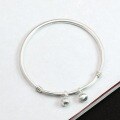 wholesale S925 sterling silver original retro hand-carved floral bell bracelet for women, summer small student bangle with fine push-pull clasp-0-5