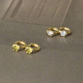 wholesale 925 Sterling Silver Single Diamond Ear Stud Korean Style Ins Fresh and Elegant Versatile Classic Olive Green Ear Jewelry M04233-0-0