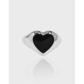 wholesale S925 Sterling Silver Korean Version Ins Indie Design Minimalist Versatile Geometric Heart Shape Drip Glaze Textured Open Ring for Women-0-0
