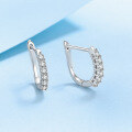 wholesale 925 Sterling Silver Straight Row Ear Studs, Artistic and Fresh Hoop Earrings with Moissanite, Gift for Girlfriend or Best Friend-0-2