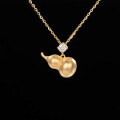 S925 Sterling Silver K Gold Pendant Necklace with Gourd and Plain Pi-0-56