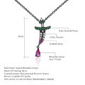 wholesale 925 Silver Designer Dark Gothic Retro Style Pendant with Natural Gemstone Inlay Necklace-0-0