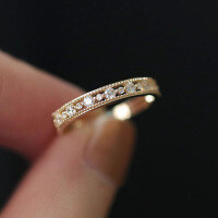 wholesale S925 Sterling Silver 18K Gold Ice Cube Diamond Ring Couple Bands Diamond Engagement Wedding Rings for Men and Women Niche Rings-BZ0272-Gold 9