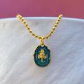 wholesale Gold-plated S925 ancient silver enamel Ganesh pendant conch safe and sound charm dangle DIY bracelet cord-0-2