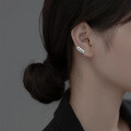 wholesale Metal S925 silver textured glossy surface ear clip Korean version women's no-piercing wide surface ear cuff earrings G6957-0-0