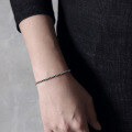 wholesale S925 Sterling Silver SA186 Korean Style INS Retro Minimalist Round and Flat Beaded Chain Bracelet for Women Student Silver Jewelry-0-2