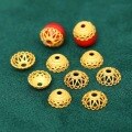 wholesale 925 silver gold-plated ancient-style filigree gilded flower cap spacer bead DIY bracelet bead spacer tassel cap-0-1