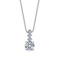 S925 Sterling Silver Moissanite Pendant Necklace, Cross-Border Live Hot-Sell, Minimalist Elegant-Simple teardrop necklace [White Gold]  925 Silver