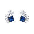 wholesale S925 Sterling Silver New Synthetic Cultivated Sapphire Ear Studs for Women Wholesale Factory-0-4