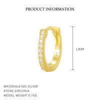 wholesale S925 Sterling Silver Opal Starry Twinkle Micro-inlaid Earrings, French Style Luxury Women's Ear Studs-E1274E-Gold/Single 925 Silver