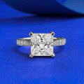 wholesale S925 Silver New 8*8 Princess Cut Ring, Korean Style Trendy Versatile Classic Four-Prong Diamond Ring-0-5