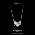 Sterling Silver Iridescent Butterfly Necklace, Minimalist Summer Pendant-0-4