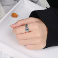 wholesale S925 Silver Vintage Antique Plated Angel Crown Ring, Chic and Fashionable Korean Style Silver Jewelry-0-2