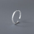 wholesale S925 Sterling Silver Nalan Small Design Irregular Geometric Plain Circle Lava Texture Square Ring R02323-0-3