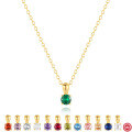 wholesale S925 Sterling Silver Geometric Birthstone Pendant Necklace With Zircons, Ins Style Daily Wear, In Stock Gift-0-0