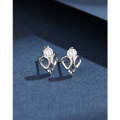 wholesale 925 Sterling Silver Minimalist Light Luxury Small and Unique High-end Heart-shaped Stud Earrings for Pierced Ears with Zircon-0-1