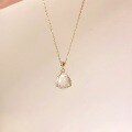 wholesale S925 Sterling Silver Vintage Transparent Wish Pendant Necklace, Minimalist Niche Design, Artistic Collarbone Chain-0-3