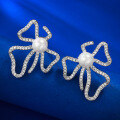 wholesale 925 silver with natural pearl, Floral Bow Earrings for Women by Mu Jing Jewelry, 6mm-0-2