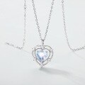 wholesale Metal hollow zirconia inlaid heart pendant necklace women's internet celebrity live broadcast new stock latest moonstone heart-shaped collarbone chain-0-1