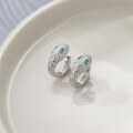 wholesale S925 Sterling Silver Cross-Border Hot-Selling Serpent Series Zircon Inlaid Earrings with Green Nano Eyes Niche Design-0-2