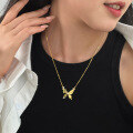 wholesale S925 Sterling Silver French Retro Butterfly Necklace With Zircon For Women, Elegant And Stackable-0-2