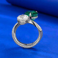 wholesale S925 Silver 10mm Simulated Emerald Round DiamondIns2023-0-1