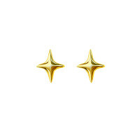 wholesale Sterling Silver S925 Four-pointed Star Earrings For Women, Ins Niche Design, Commuter-friendly, Personalized And Versatile, Minimalist Polished Star Stud Earrings-Star Earrings - Gold [with Rubber Earplugs]  925 Silver