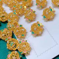 wholesale Sterling silver gold-plated openwork flower bead accessories DIY bracelet necklace handcrafted cord accessories pure silver bead spacer-One (about 9.6*10*3 mm