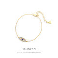 wholesale 925 Sterling Silver FarFan Light Luxury Zircon Evil Eye Bracelet for Women Ins Euro-American Small Batch Design Cross-border Wholesale-0-0