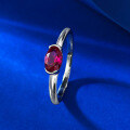 wholesale S925 Silver Plated Simulated Diamond 4*6 Red Blue White Ring, Fashionable and Versatile-0-5