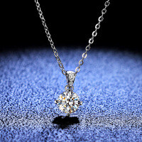 Sterling Silver Pendant with 1-Carat Moissanite, Four-Prong Necklace for Women-1-carat necklace (eight hearts and eight arrows zircon)  925 silver