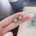 wholesale S925 silver retro antique beeswax stone new Chinese ethnic style trendy luxury versatile earrings for women-0-3