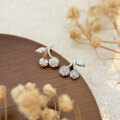 wholesale Sterling Silver Minimalist Cherry Earrings for Women, Small and Fresh, Exquisite, Girly, Korean Style Trendy Ear Accessories-0-2