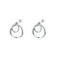 wholesale S925 Sterling Silver Hong Kong Style Minimalist Geometric Double Hoop Earrings for Women, Simple and Elegant, Versatile Accessory-0-4