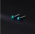 wholesale S925 silver round synthetic opal earrings Korean minimalist delicatewomen's ear jewelry M02022-0-11