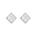 wholesale S925 Sterling Silver Trendy Minimalist Square Stud Earrings with Crystal Stone Inlays, Ins Niche Fashion Women's Jewelry-0-5