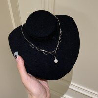 wholesale S925 sterling silver lace pearl necklace, small and luxurious, vintage French-style elegant design, handmade sterling silver collarbone chain for women-Silver>925 silver