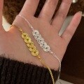 wholesale S925 Sterling Silver and Gold Glittery Crushed Ice Five Emperor Coins Bracelet for Women, Minimalist Luxury, Small and Chic, Versatile Hand Jewelry-0-2