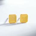 24K Gold Plated Silver Needle Copper Ear Stud with Gourd and Compass Design-0-8