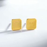 24K Gold Plated Silver Needle Copper Ear Stud with Gourd and Compass Design-Gold-ED210-T