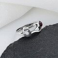 wholesale S925 Sterling Silver Romantic 520 Number Inlaid Garnet Ring, Ins Stylish Gift for Girlfriend Index Finger Ring-0-3