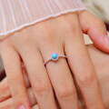 wholesale S925 sterling silver women's ring with turquoise, simple, stylish, and fashionable for commuting, vintage pinky ring-0-3