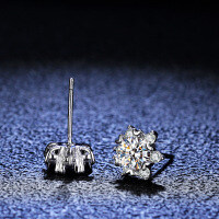 Sterling Silver Snowflake Earrings with Moissanite for Women-50 points (set with moissanite)  925 silver