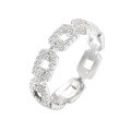 wholesale S925 Sterling Silver Cross-Border Zircon Ring for Women, Minimalist and Versatile Classic Openwork Ring with Closed Link Chain Style-0-4