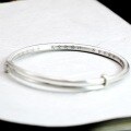 wholesale 999 Silver Zen-Inspired Auspicious Cloud Ruyi Bangle, Push-Pull Opening, Text Engraved, Retro Ethnic Style, National Trend Bracelet-0-3