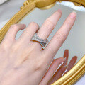 wholesale S925 Sterling Silver Full Diamond Thin Stacked Crossover Ring Knuckle Ring in Minimalist Niche Ins Vintage Style for Women-0-3