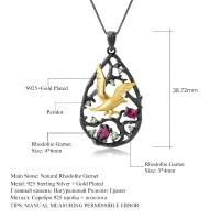 wholesale S925 Sterling Silver Original Design Pendant Flybird's Paradise Topaz High-end Accessory Natural Garnet Necklace-Natural Amethyst + Peridot Necklace