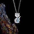 925 Sterling Silver 2-Carat Moissanite Fox Pendant Necklace, Minimalist and Chic-0-1
